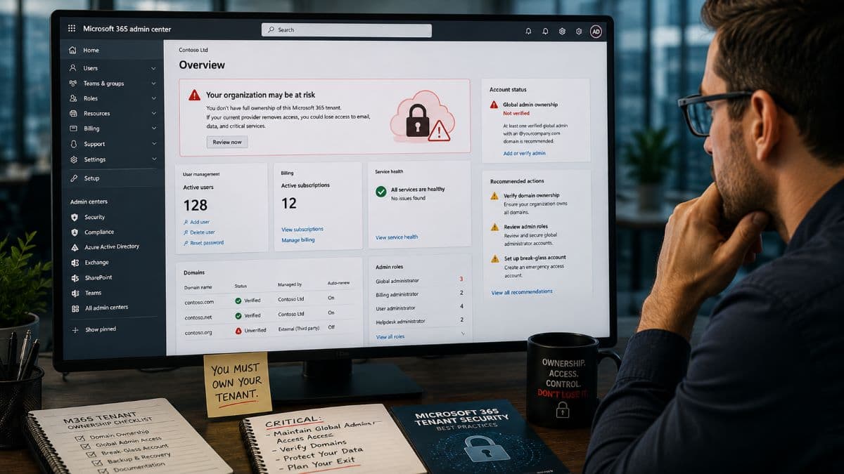 IT professional documenting business technology assets