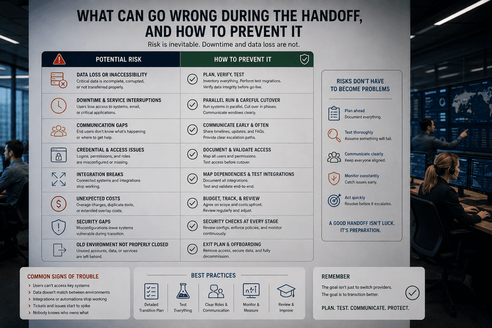 Preventing downtime during IT systems handoff