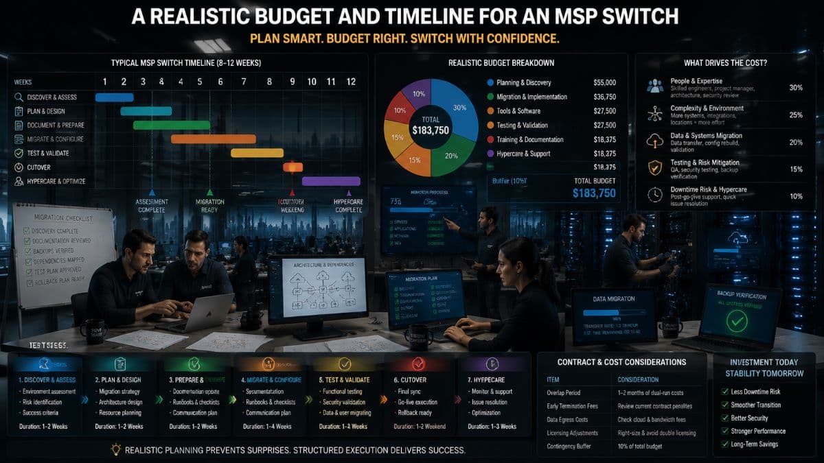 MSP switch timeline and budget