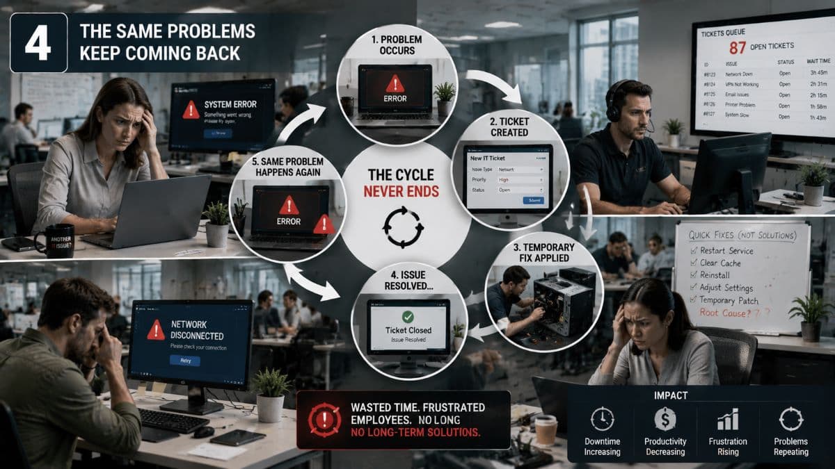 Cycle of recurring IT problems illustrated