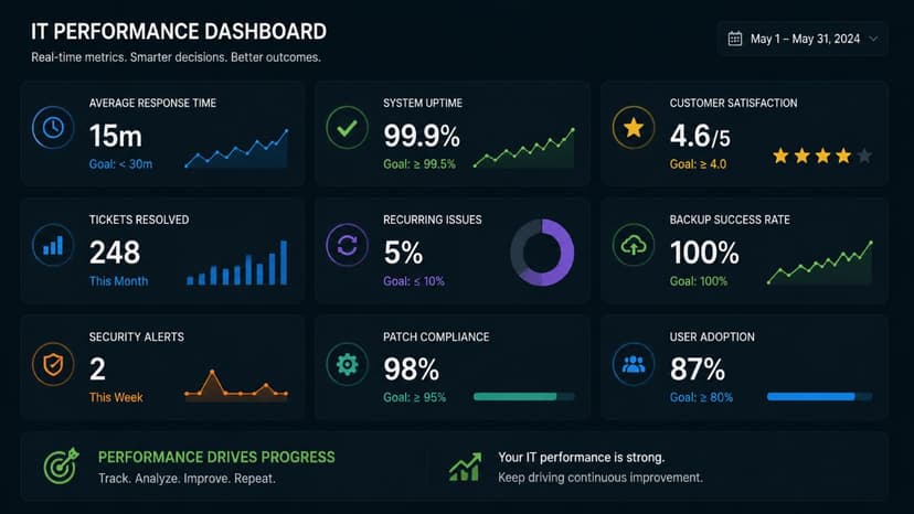 IT KPI dashboard showing performance metrics