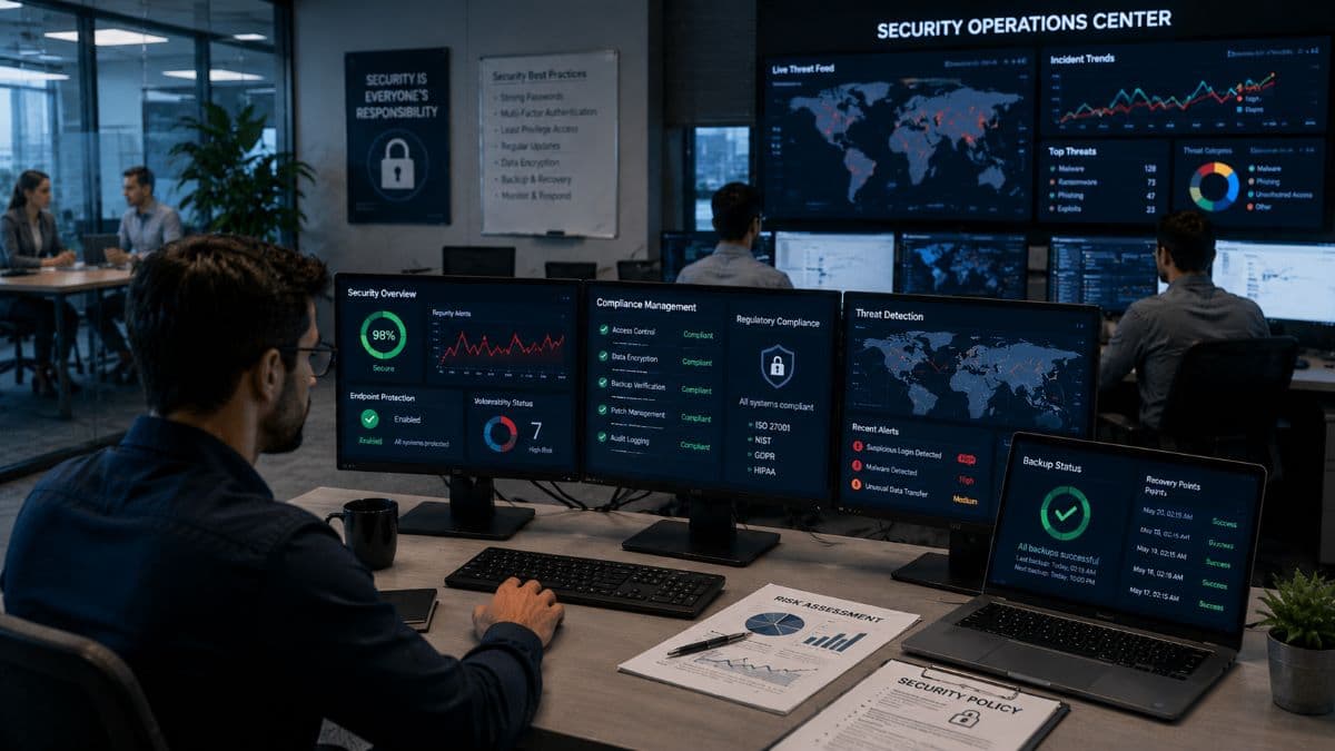 Security monitoring and compliance management workspace