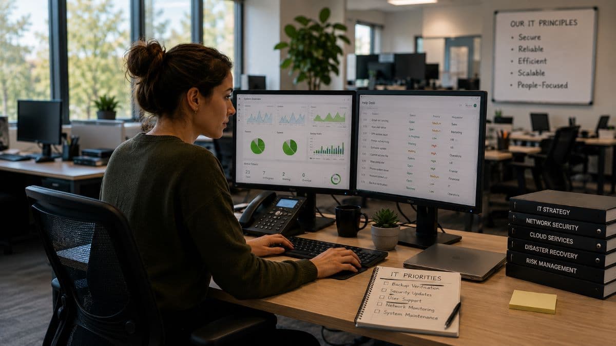 IT professional supporting small business team