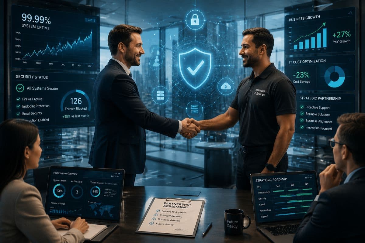 Executive shaking hands with IT provider
