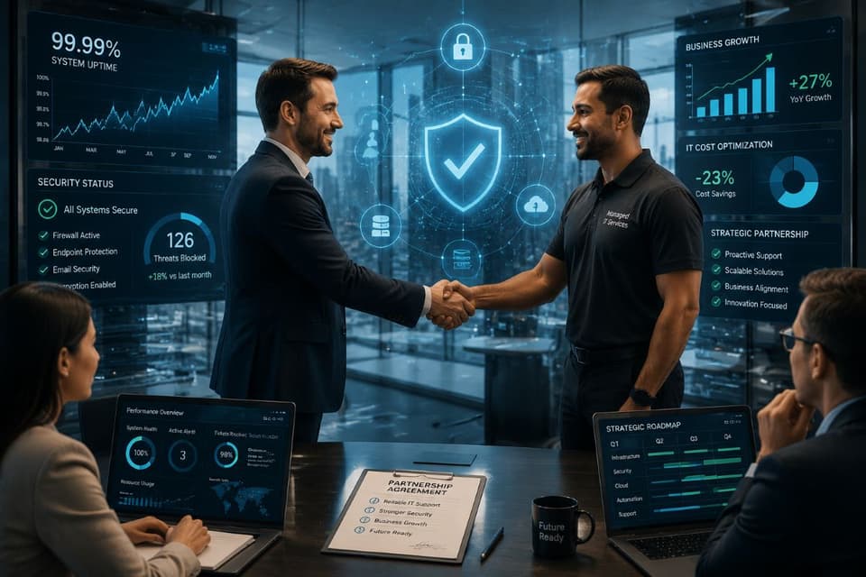Executive shaking hands with IT provider