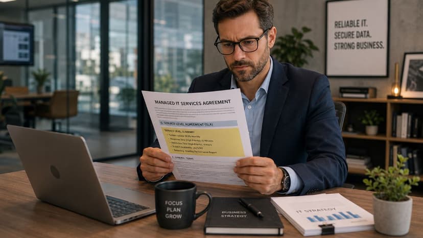 Business owner reviewing managed IT SLA contract