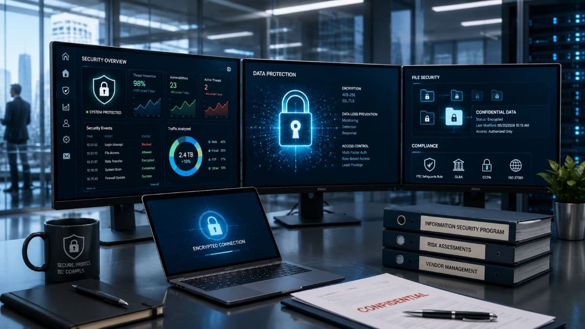 Financial office cybersecurity monitoring dashboard