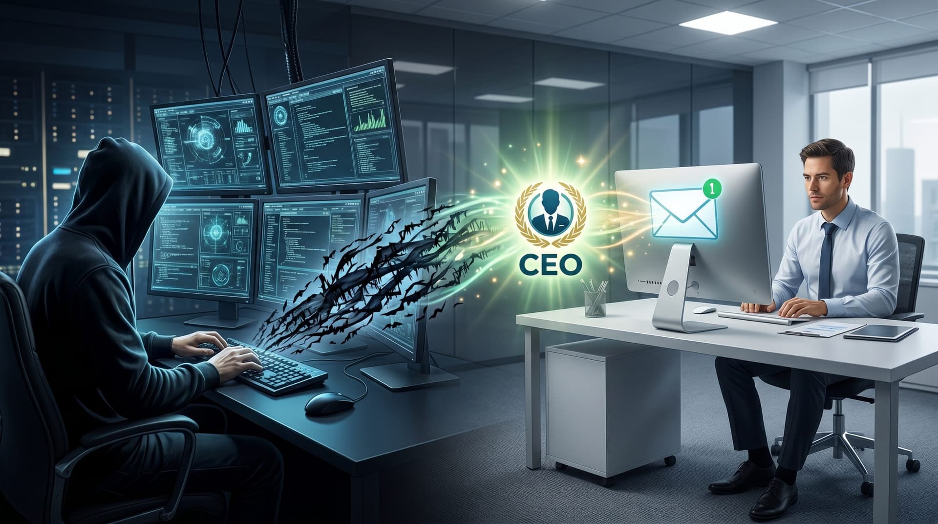 Hacker spoofing a corporate CEO's email identity