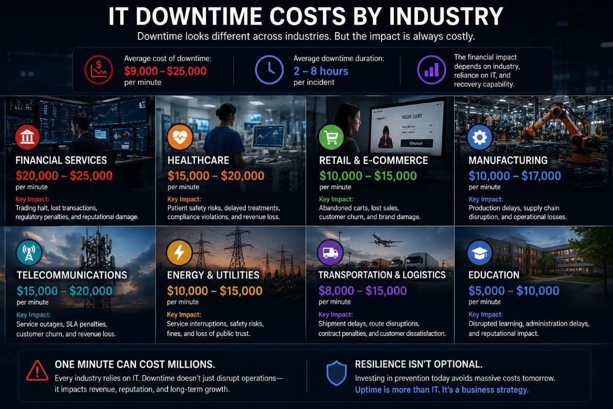 IT downtime costs by industry