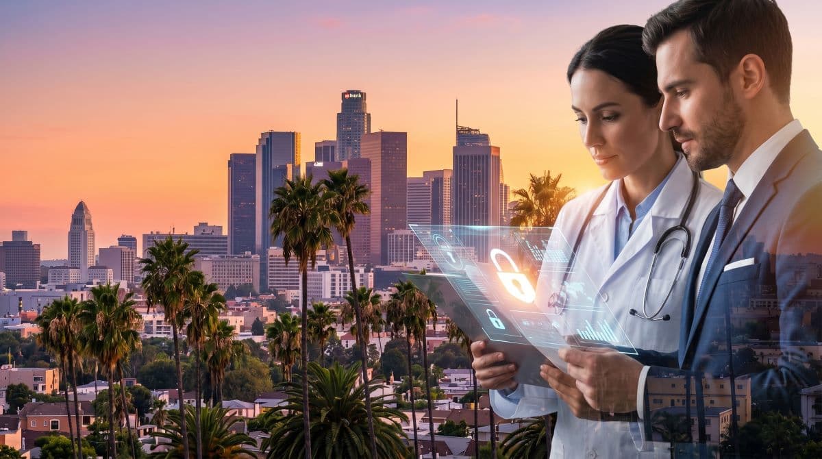 LA professionals reviewing data security.
