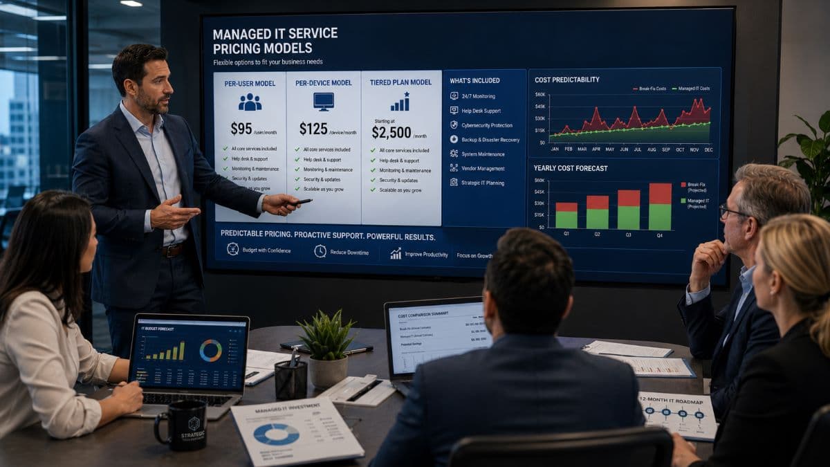 IT consultant explaining managed service pricing models