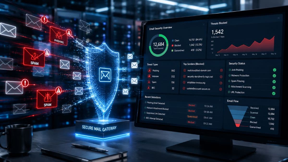Email security system blocking phishing attacks