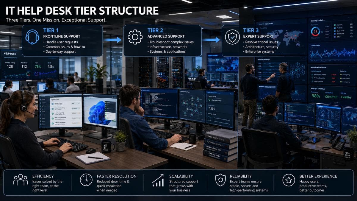 Corporate IT support tier workflow
