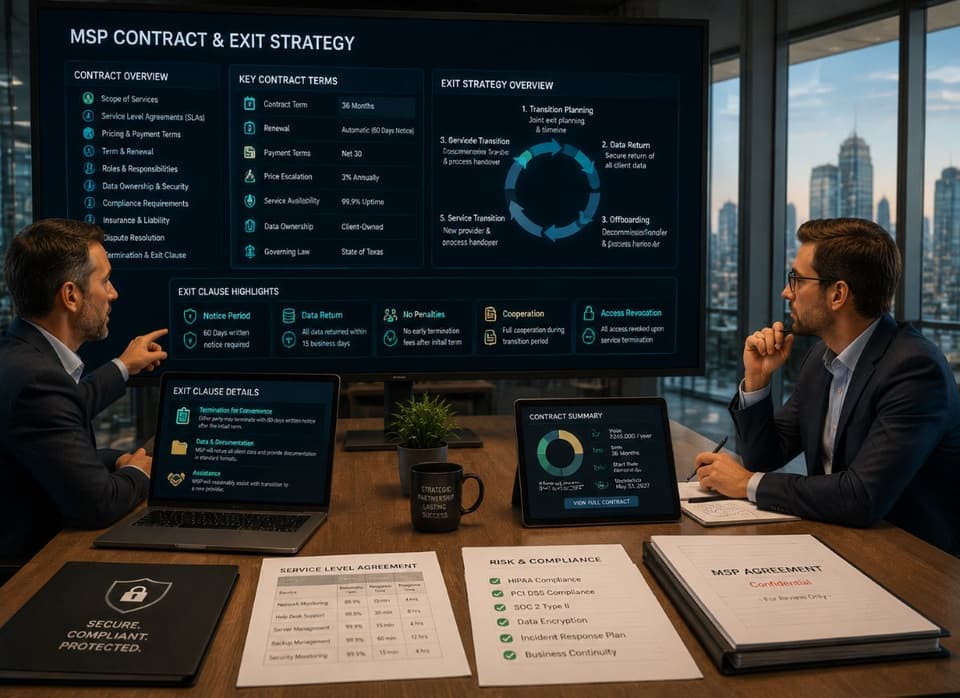 Executives reviewing IT contract details