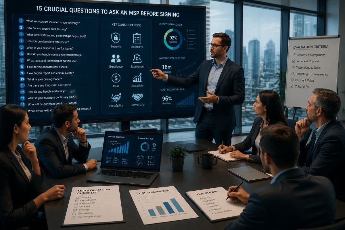 IT consultants presenting checklist meeting