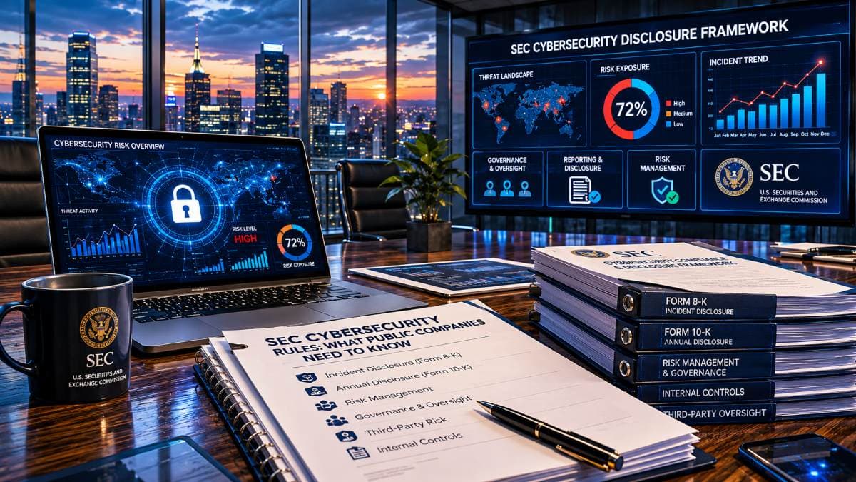 Professionals reviewing SEC cybersecurity compliance requirements