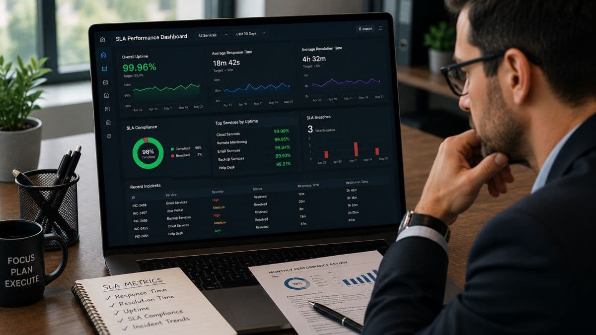 Analyzing SLA response and uptime performance metrics
