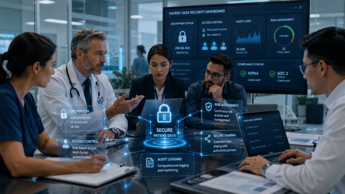 Healthcare and cybersecurity teams securing patient data