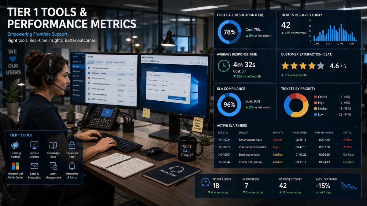Tier 1 help desk performance dashboard