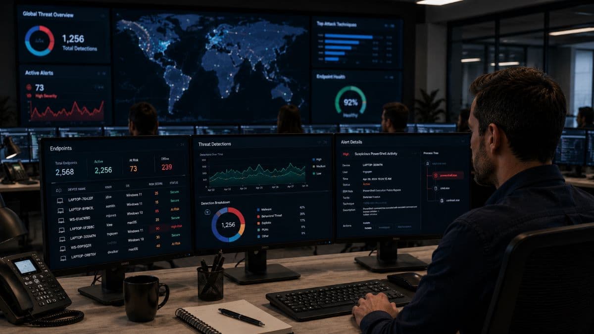 EDR platform monitoring endpoint security activity