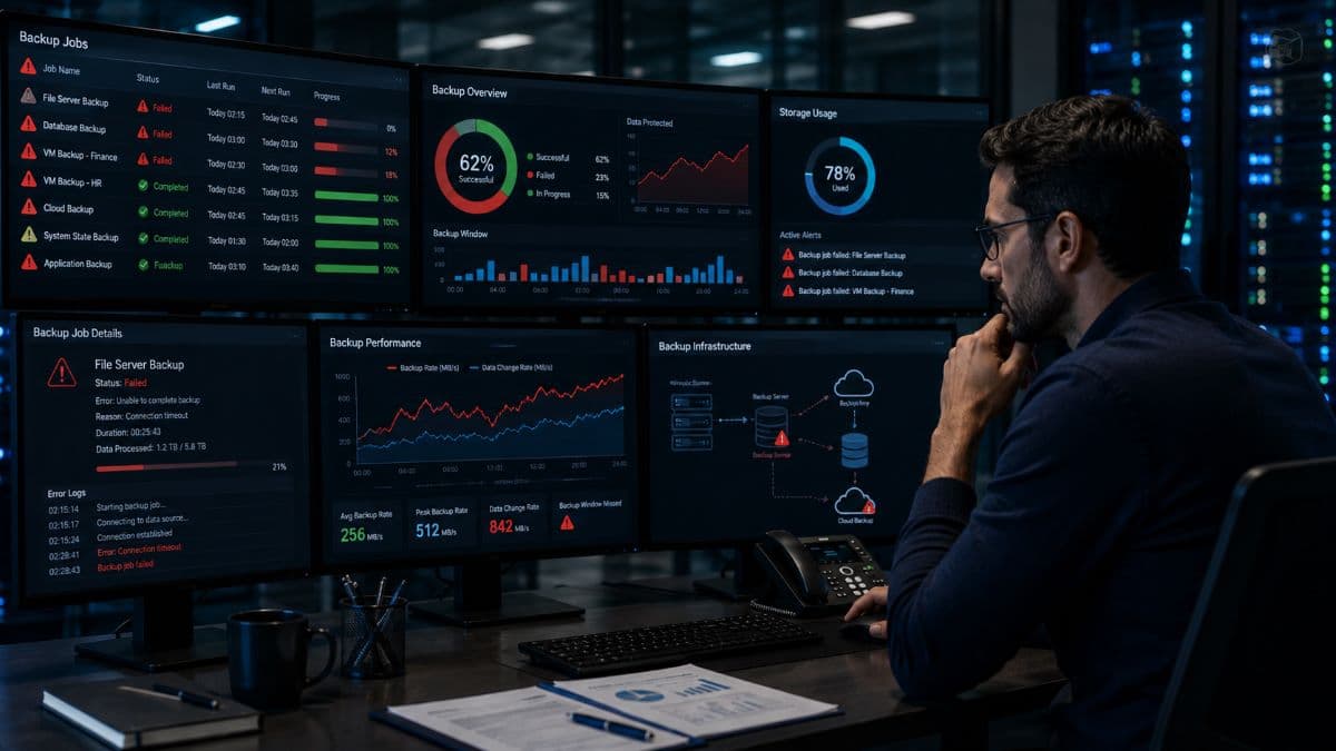 IT analyst investigating failed backup operations