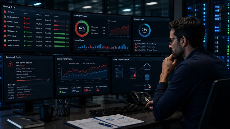 IT analyst investigating failed backup operations