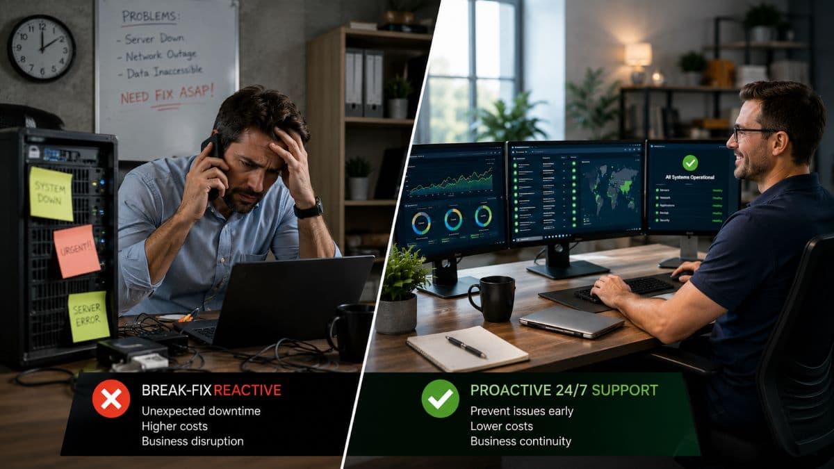 Comparing reactive and proactive IT support