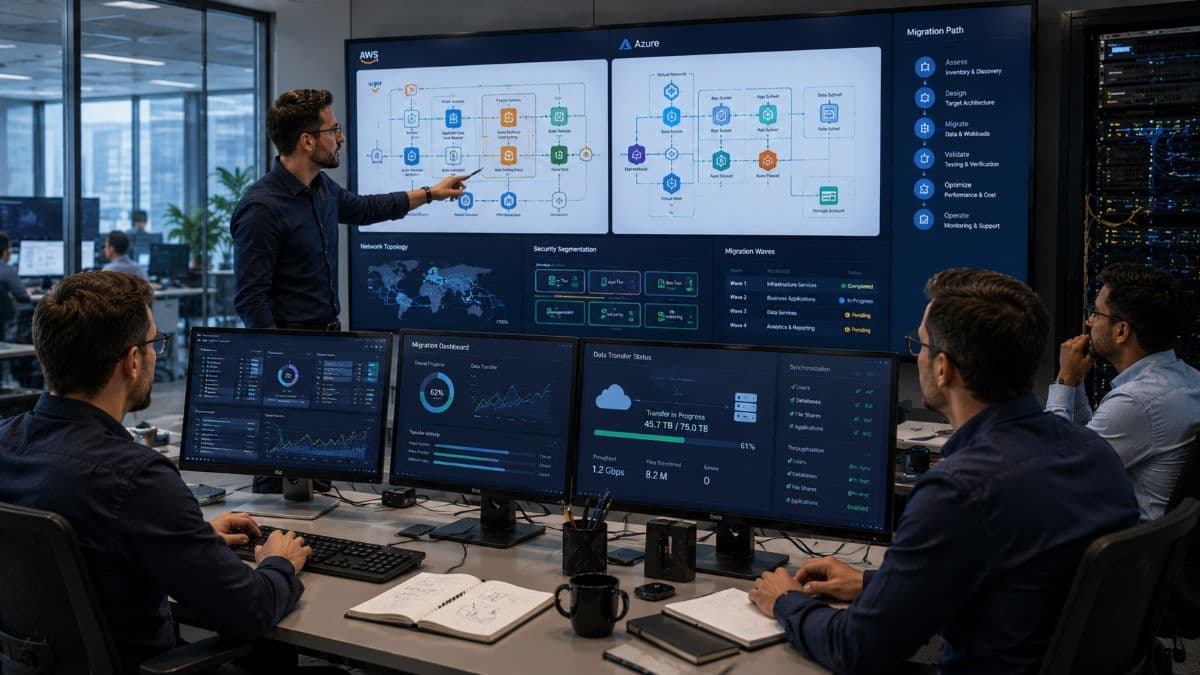 Cloud architects designing enterprise deployment strategy