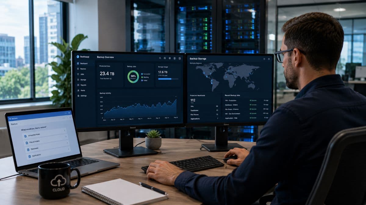 Secure cloud backup monitoring and management