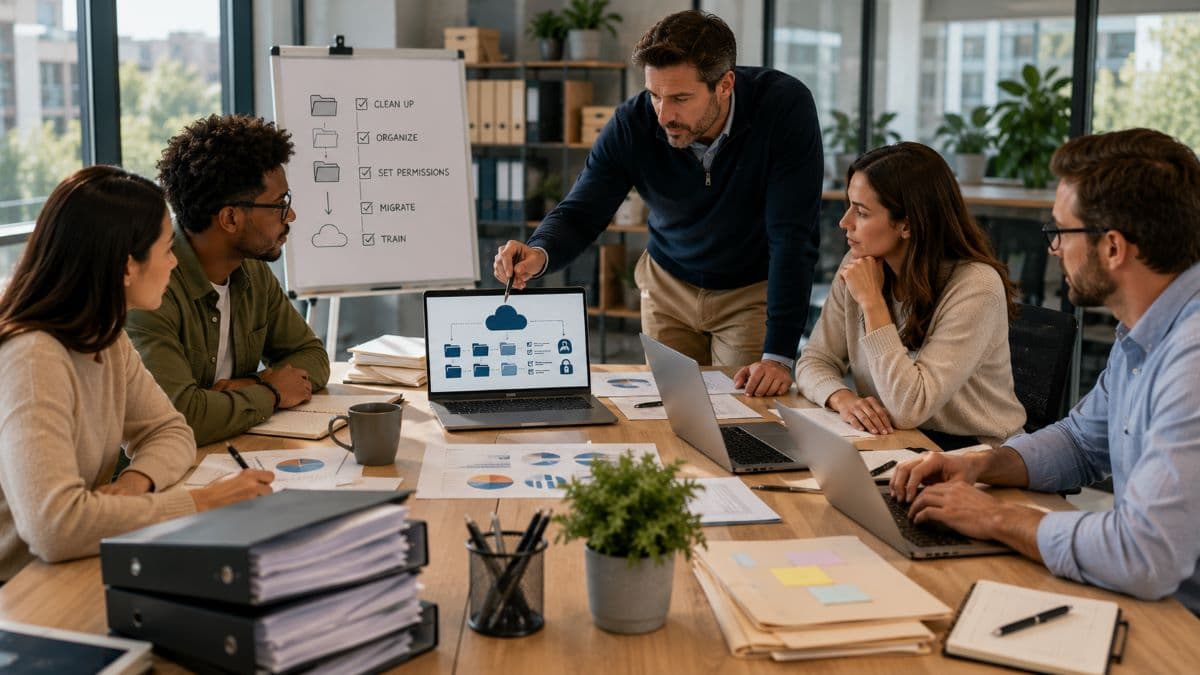 IT team planning organized cloud document migration