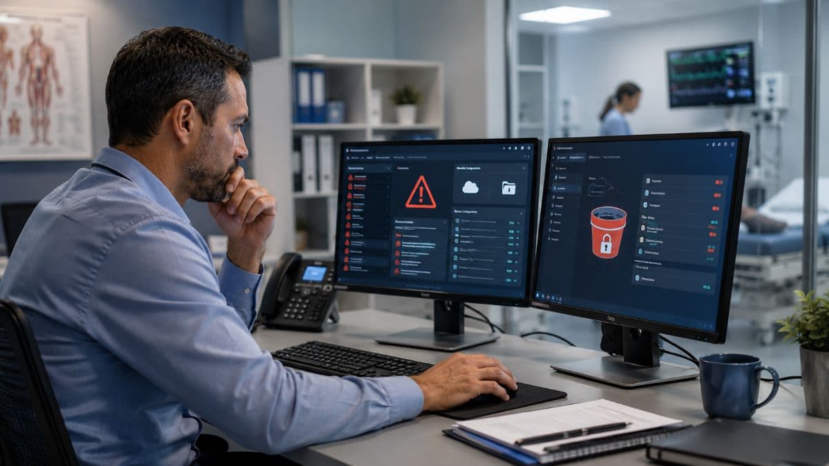 Healthcare IT specialist investigating cloud security misconfiguration