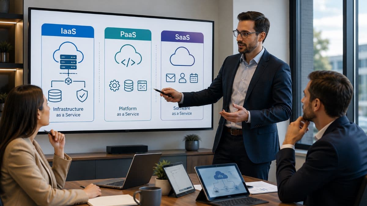 Consultant explaining cloud service models clearly