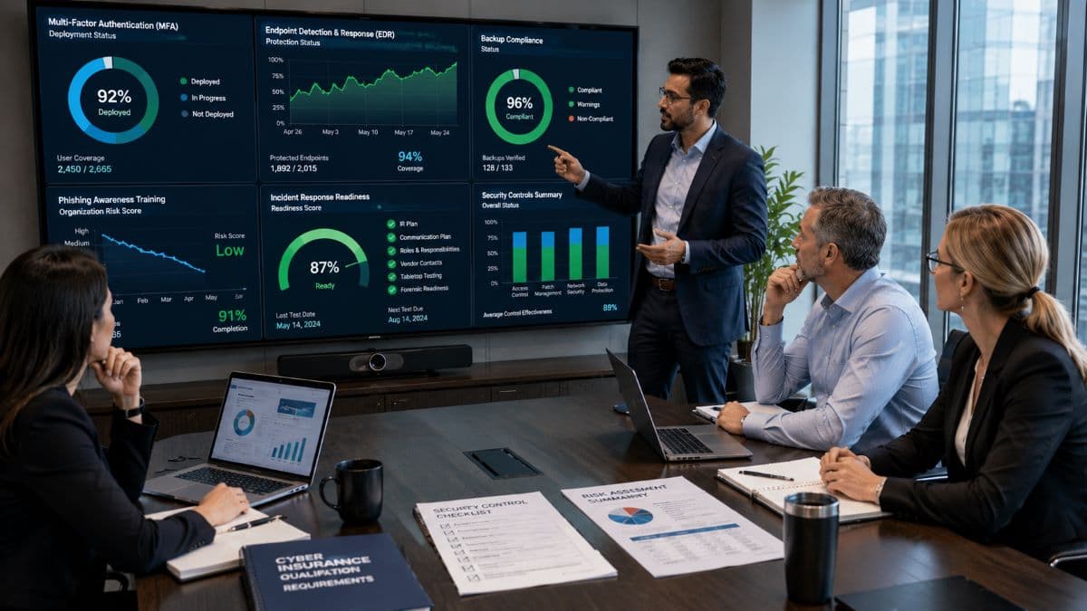Cybersecurity controls for insurance qualification
