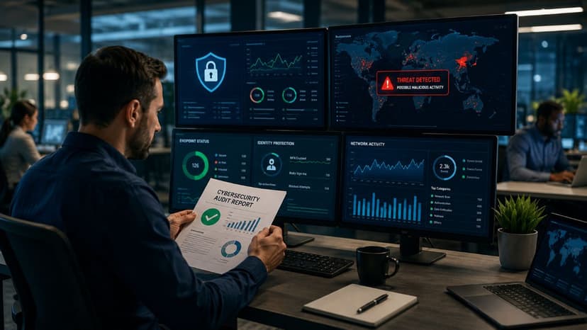 Cybersecurity audit alongside continuous security monitoring