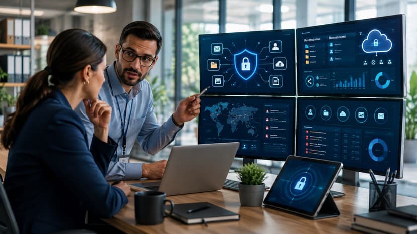 Business team protecting sensitive company data