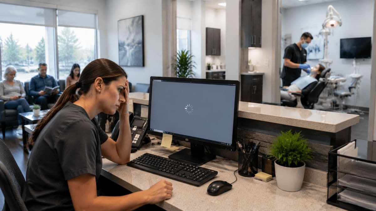 Receptionist facing system failure in clinic