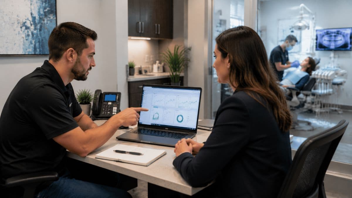IT specialist discussing systems with manager