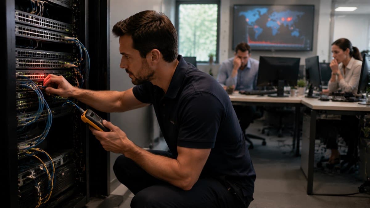 office network outage troubleshooting server room