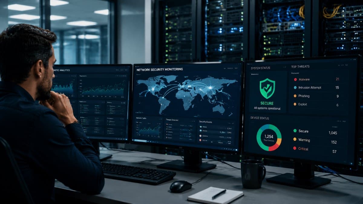 Network security foundation concept office environment