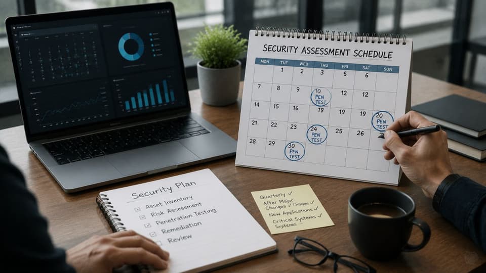 Planning penetration testing schedule on office calendar