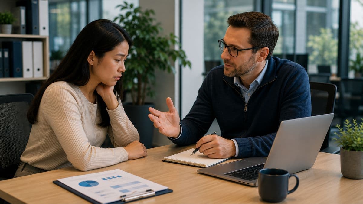 Supportive manager discussing phishing simulation learning outcome