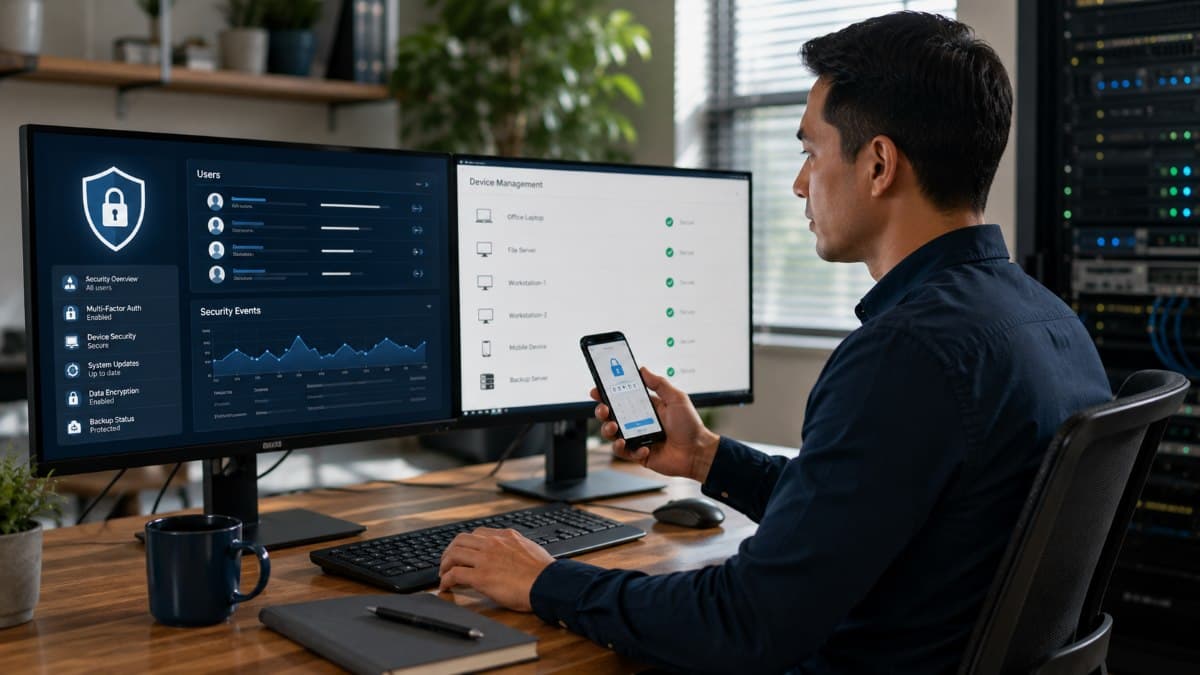 IT administrator implementing business security controls