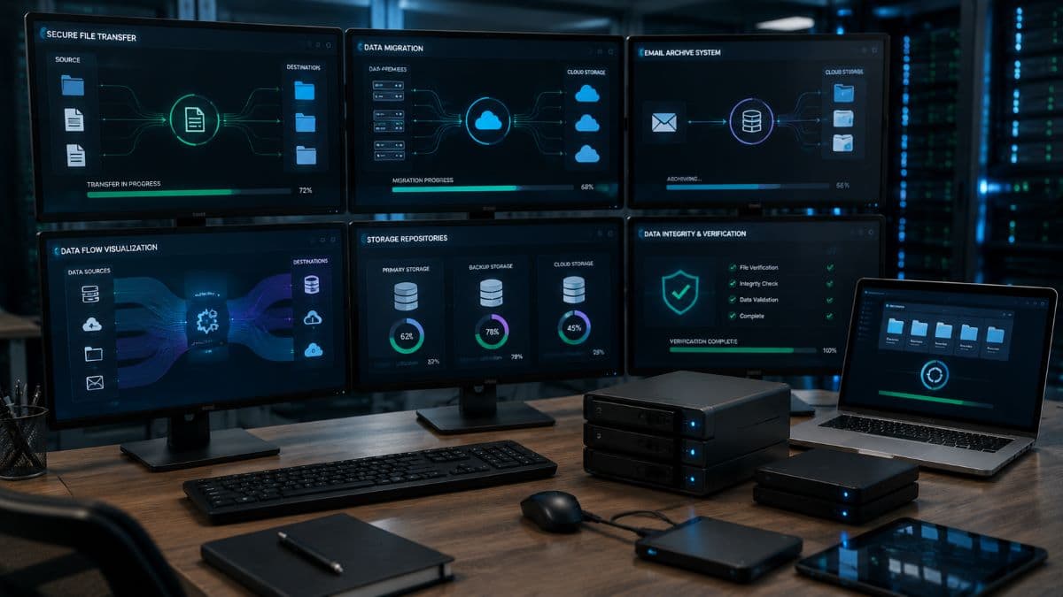 Enterprise data transfer and archive management systems