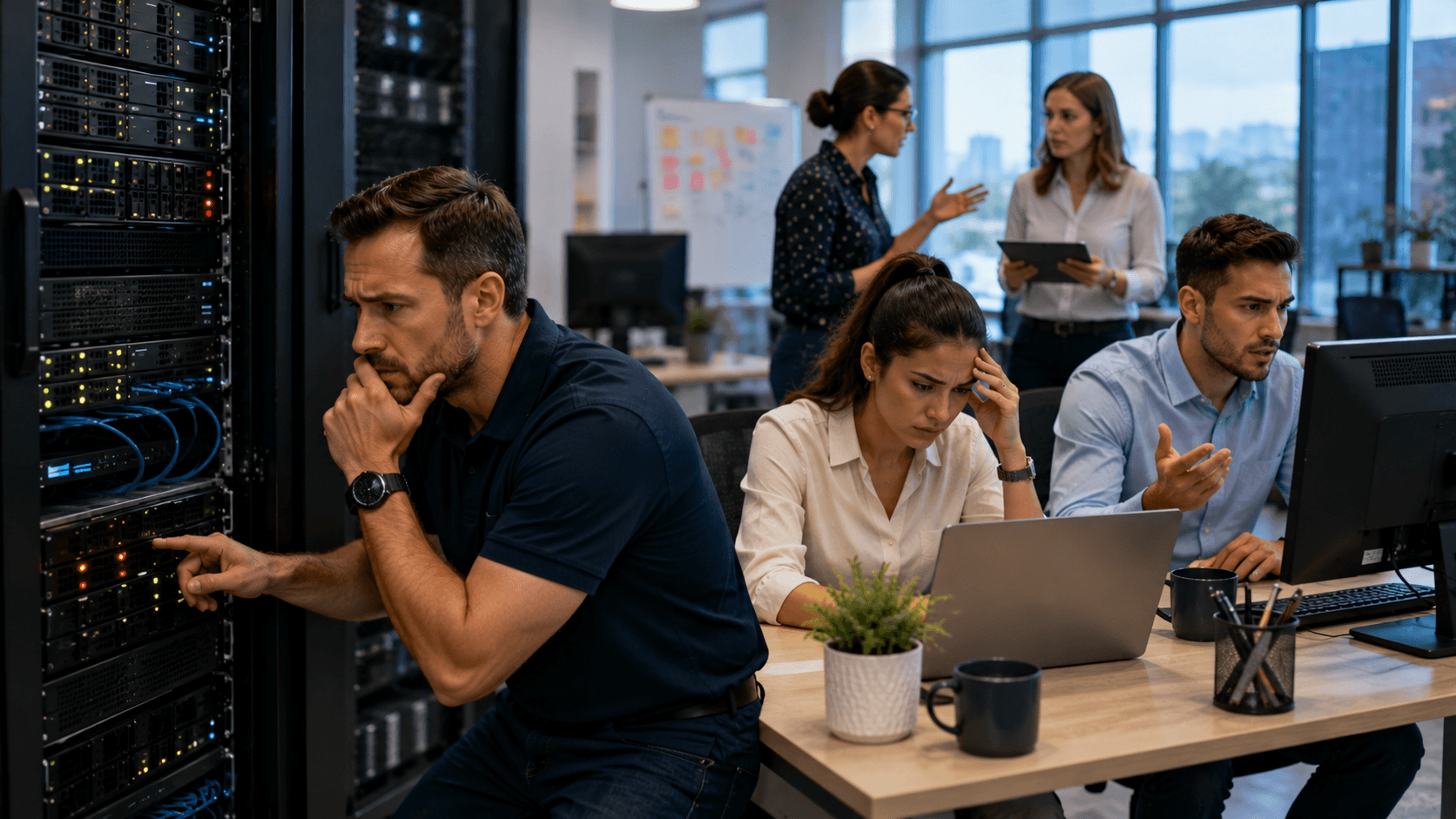 IT team responding to server performance issues
