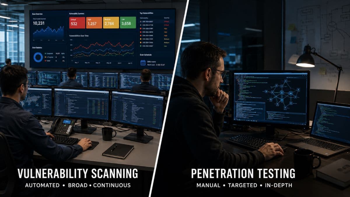Vulnerability scanning compared with penetration testing