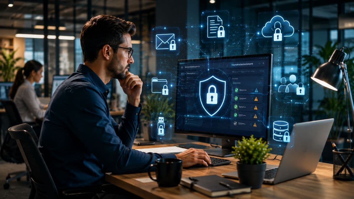 Employee protected while handling sensitive business data