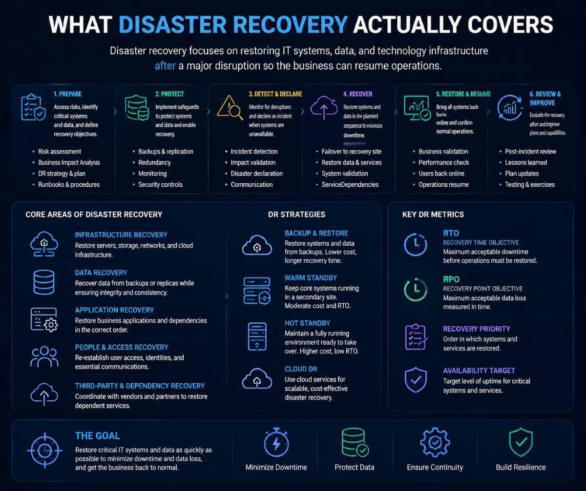 IT engineers restoring critical infrastructure systems
