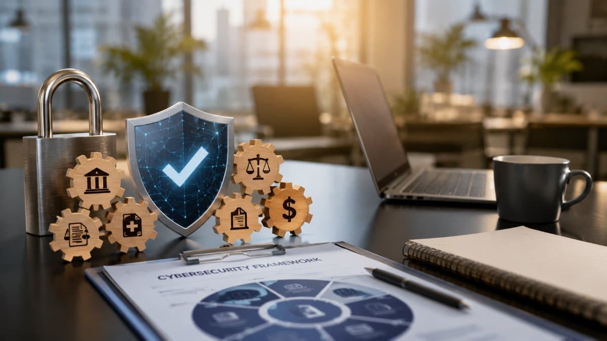 Consultant explaining cybersecurity framework to client