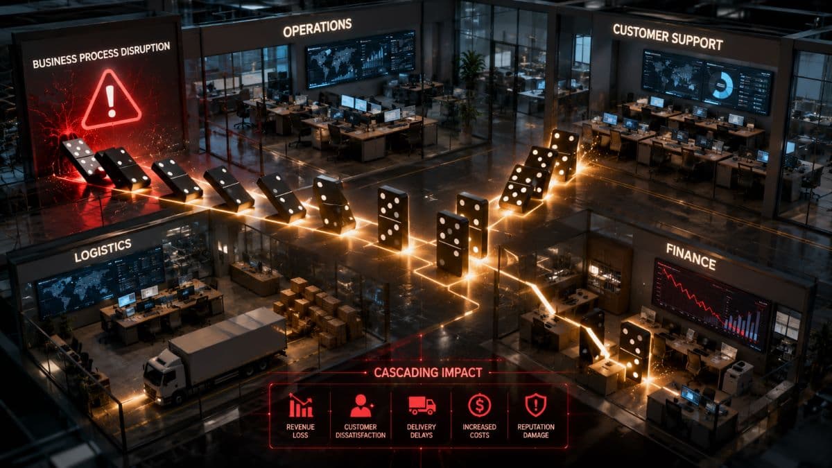 Cascading disruption across interconnected business functions