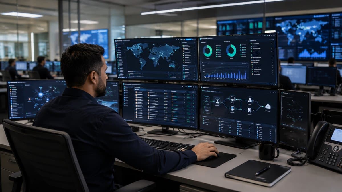 Security analyst monitoring zero trust access
